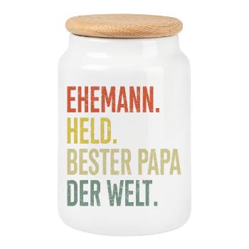 Best Dad in the World Gradient - Cookie Jar with Wooden Lid - white - Front