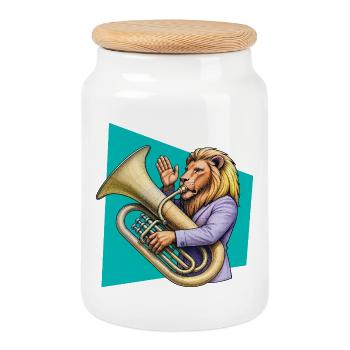 TUBIST - sound & vision - Boîte à biscuits avec couvercle en bois - blanc - Devant