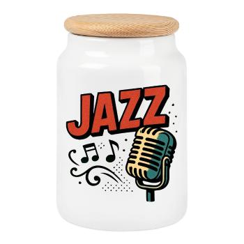 Jazz - Saxophone - Musique - Boîte à biscuits avec couvercle en bois - blanc - Devant