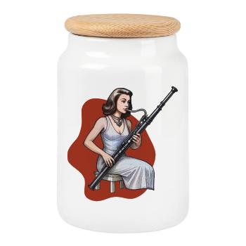 CLARINETIST  #1 - sound & vision - Boîte à biscuits avec couvercle en bois - blanc - Devant