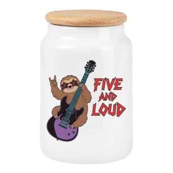 Five And Loud Faultier Rocker - Keksdose mit Holzdeckel - Weiß - Vorne