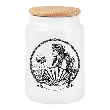 la belle et mélancolique déesse grecque Aphrodite - Boîte à biscuits avec couvercle en bois - blanc - Devant