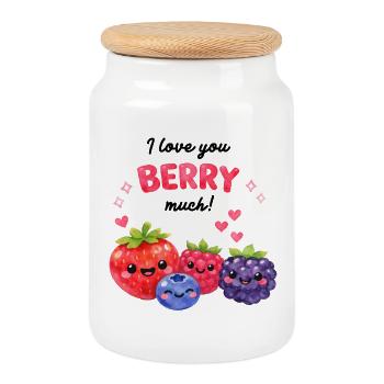 Love you Berry much! Süsse Beerenfreunde Kinder - Keksdose mit Holzdeckel - Weiß - Vorne