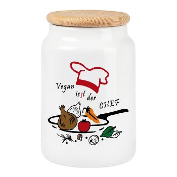Culinary Arts Vegetables - Cookie Jar with Wooden Lid - white - Front