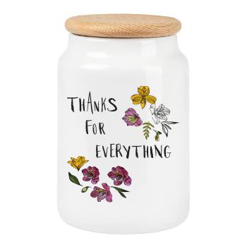 Merci pour tout - Boîte à biscuits avec couvercle en bois - blanc - Devant