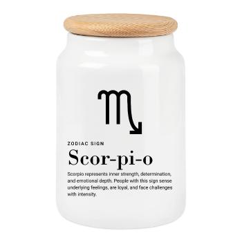 Scorpio - Zodiac Sign  - Keksdose mit Holzdeckel - Weiß - Vorne