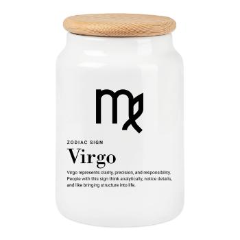 Virgo - Zodiac sign - Cookie Jar with Wooden Lid - white - Front