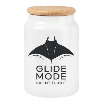 GLIDE MODE – minimalistische Mantarochen-Silhouett - Keksdose mit Holzdeckel - Weiß - Vorne