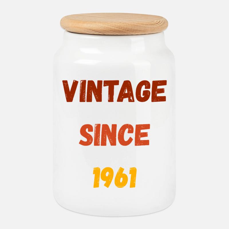 1961 Geburtstag - Vintage since 1961 - Keksdose mit Holzdeckel - Weiß
