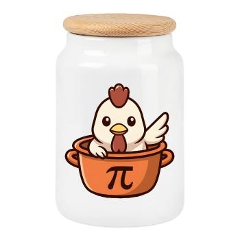 Un poulet mignon dans la casserole avec le symbole Pi : plaisir - Boîte à biscuits avec couvercle en bois - blanc - Devant