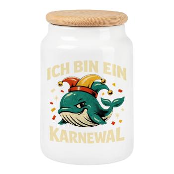Je suis un jeu de mots Karnewal Jecke 5e saison - Boîte à biscuits avec couvercle en bois - blanc - Devant