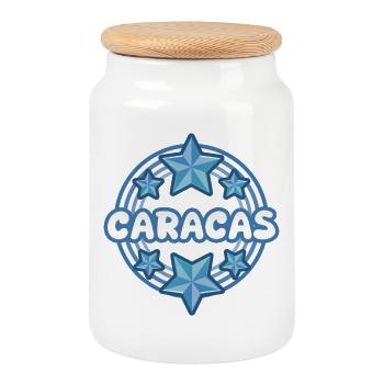 Caracas - Cookie Jar with Wooden Lid - white - Front
