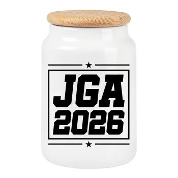 Jga 2026 Enterrement de vie de garçon - Boîte à biscuits avec couvercle en bois - blanc - Devant