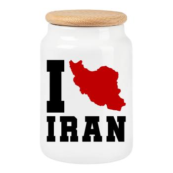I Love Iran - Cookie Jar with Wooden Lid - white - Front