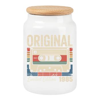 41. Jubiläum – Vintage-Geschenk 1985 - Keksdose mit Holzdeckel - Weiß - Vorne
