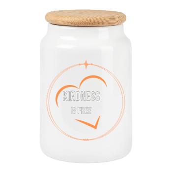 Freundlichkeit ist kostenlos Herzkreis minimales T-Shirt - Keksdose mit Holzdeckel - Weiß - Vorne