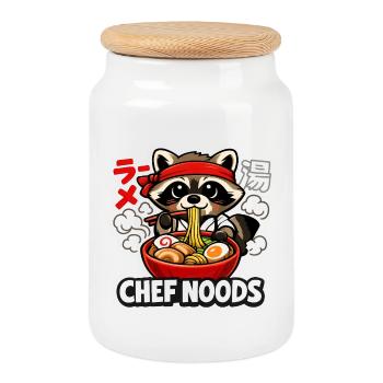 Cats Ramen Noodle Japanese Anime Manga Kawaii - Cookie Jar with Wooden Lid - white - Front