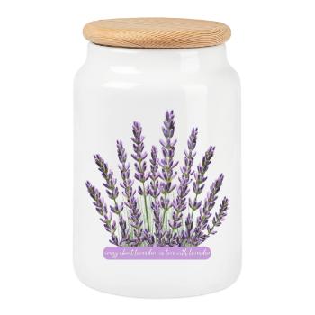 Lavendelblüten verrückt nach Lavendel - Keksdose mit Holzdeckel - Weiß - Vorne