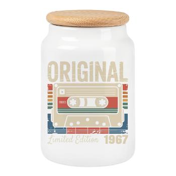 59. Jubiläum – Vintage-Geschenk 1967 - Keksdose mit Holzdeckel - Weiß - Vorne