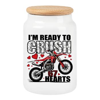 Crush Ready Moto Hearts - Keksdose mit Holzdeckel - Weiß - Vorne