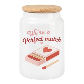 Citation d’amour parfaite design de couple mignon - Boîte à biscuits avec couvercle en bois - blanc - Devant