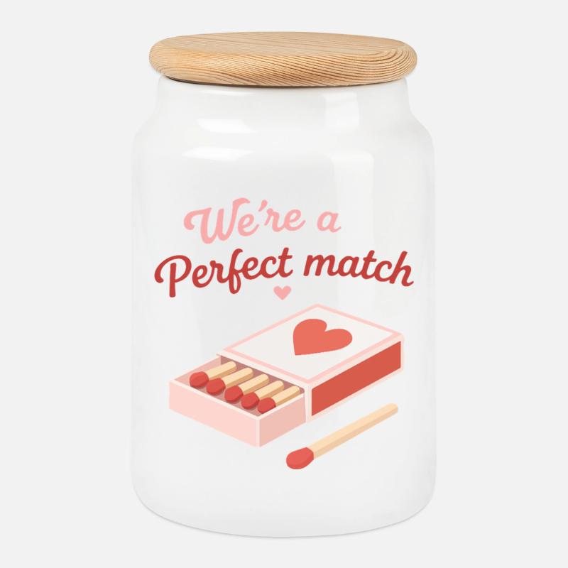 Citation d’amour parfaite design de couple mignon - Boîte à biscuits avec couvercle en bois - blanc