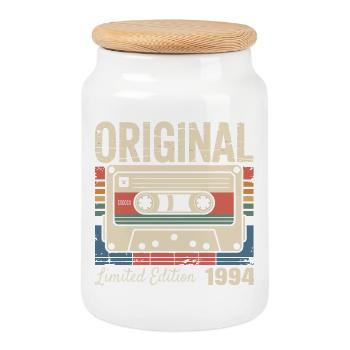 32nd Anniversary - Vintage Gift 1994 - Cookie Jar with Wooden Lid - white - Front