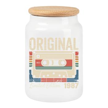 39ème anniversaire - Cadeau Vintage 1987 - Boîte à biscuits avec couvercle en bois - blanc - Devant