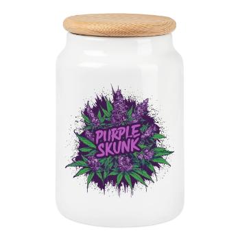 Purple Skunk - Cookie Jar with Wooden Lid - white - Front