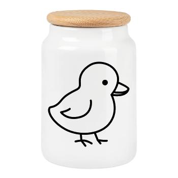 Un petit poussin mignon, adapté à Pâques - Boîte à biscuits avec couvercle en bois - blanc - Devant