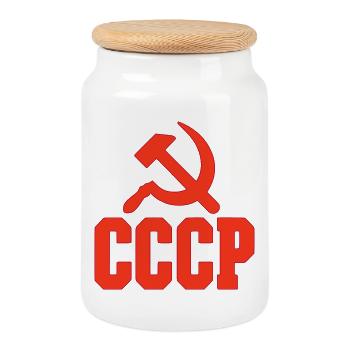 CCCP Design im 80er Jahre Stil – Retro Shirt - Keksdose mit Holzdeckel - Weiß - Vorne