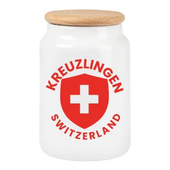 Emblème de Kreuzlingen Suisse - Boîte à biscuits avec couvercle en bois - blanc - Devant
