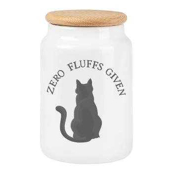Zero Fluffs Given – Katze von hinten mit Attitüde - Keksdose mit Holzdeckel - Weiß - Vorne