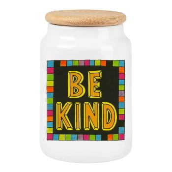 Be Kind Mosaic Border Bold Letters - Cookie Jar with Wooden Lid - white - Front
