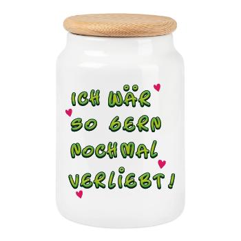 verliebt - Keksdose mit Holzdeckel - Weiß - Vorne