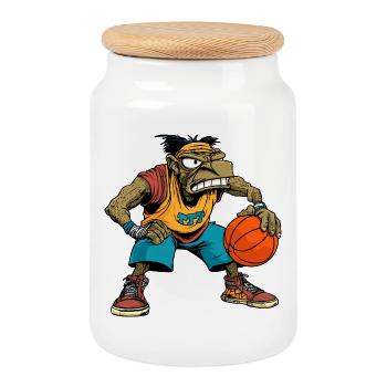Hip-Hopper Basketballspieler / Basketball Rapper - Keksdose mit Holzdeckel - Weiß - Vorne