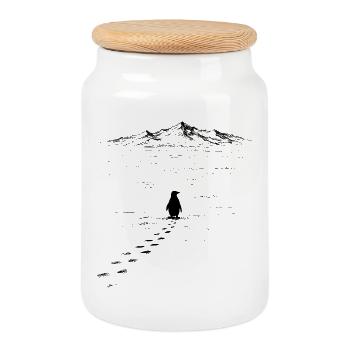 Penguin But Why Nihilist Penguin in the Center - Keksdose mit Holzdeckel - Weiß - Vorne