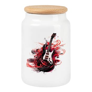 guitare électrique guitare guitariste instrument de musique rock - Boîte à biscuits avec couvercle en bois - blanc - Devant