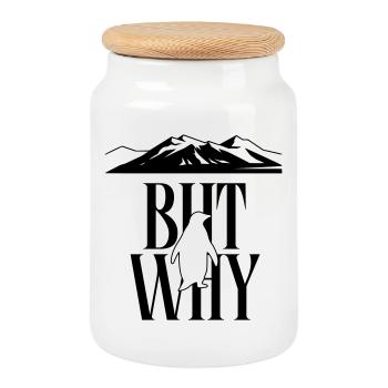 But Why Penguin Meme Minimalist Art - Keksdose mit Holzdeckel - Weiß - Vorne
