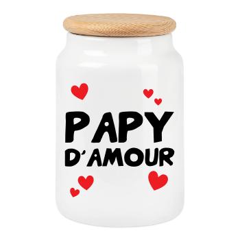 Papy d’amour – famille tendresse humour cadeau  - Boîte à biscuits avec couvercle en bois - blanc - Devant