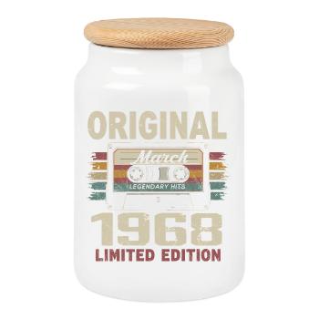 Mars 1968 Vintage mars 1968 - Boîte à biscuits avec couvercle en bois - blanc - Devant