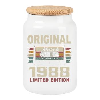 Mars 1988 Vintage mars 1988 - Boîte à biscuits avec couvercle en bois - blanc - Devant