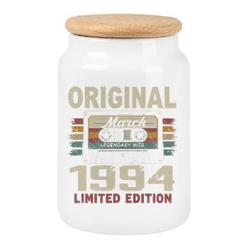Mars 1994 Vintage mars 1994 - Boîte à biscuits avec couvercle en bois - blanc - Devant