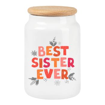 Beste Schwester aller Zeiten - Keksdose mit Holzdeckel - Weiß - Vorne