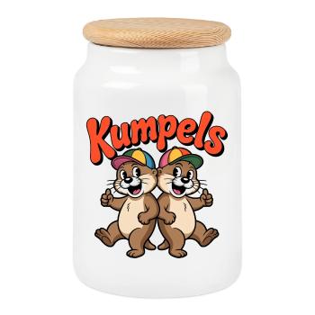 Kumpels Doppelotter Cartoon - Keksdose mit Holzdeckel - Weiß - Vorne