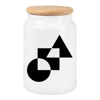Geometric Bold Shapes Design T-Shirt - Cookie Jar with Wooden Lid - white - Front