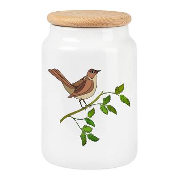 Colorful bird - Cookie Jar with Wooden Lid - white - Front