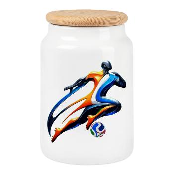 Colorful Sprint: Dutch football hero - Cookie Jar with Wooden Lid - white - Front