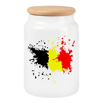 Splash en Belgique - Boîte à biscuits avec couvercle en bois - blanc - Devant