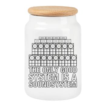 Sound System Reggae Bass Jungle - Cookie Jar with Wooden Lid - white - Front
